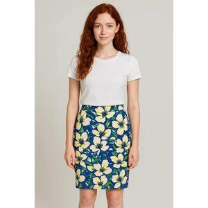 ☀️Sale J.Crew Floral Cotton Pencil Skirt Vibrant Retro Gardencore Bloom Size 0